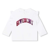 Givenchy Payetli Logo Baskılı Beyaz Kız Bebek Tişört