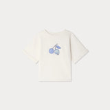Bonpoint Beyaz Patchwork Kiraz Aplikeli Kız Çocuk Kısa Kollu Sweat